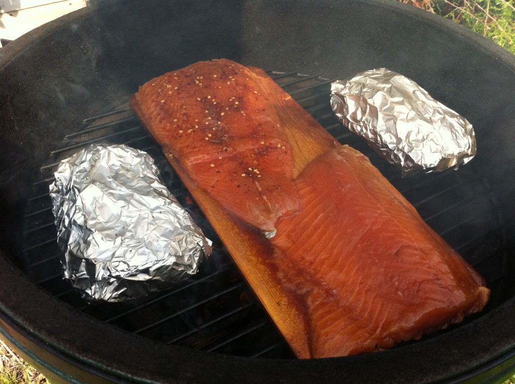 Cedar Plank Salmon on the Big Green Egg