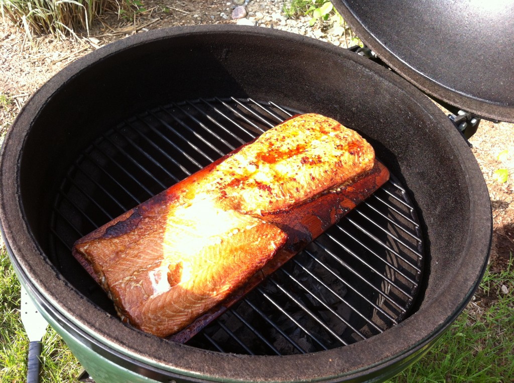 Cedar Plank Salmon on the Big Green Egg