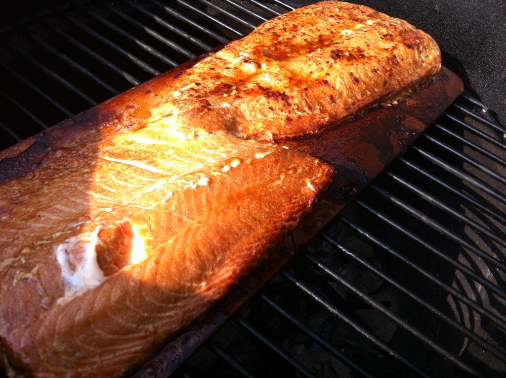 Cedar Plank Salmon on the Big Green Egg